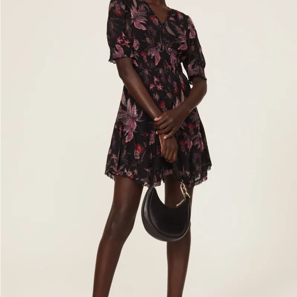 All Saints Floral‎ Black and Pink Dress